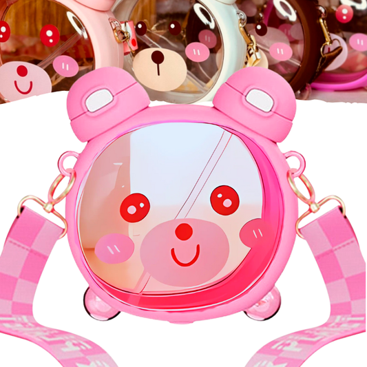 Botella Osito con Correa Doble Pico ROSA