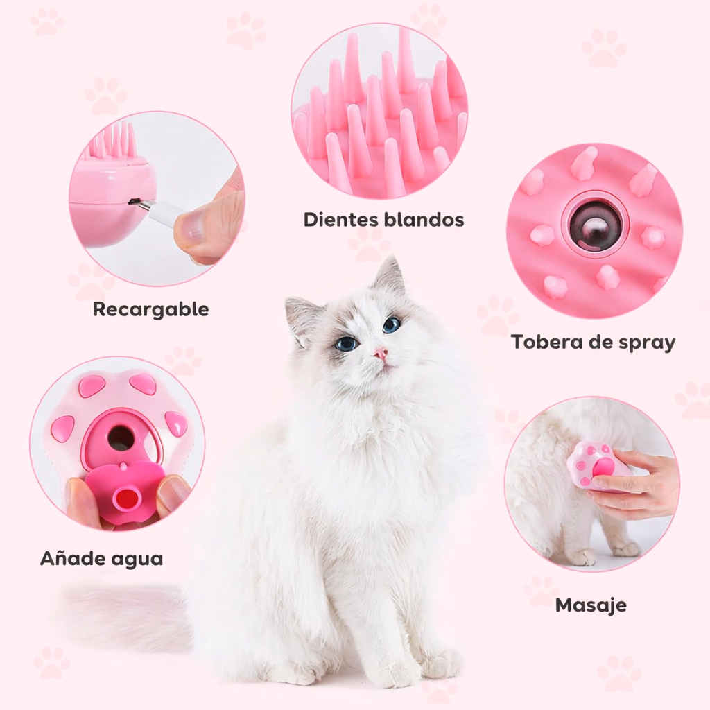 Cepillo con Vapor para Pelos de Mascotas