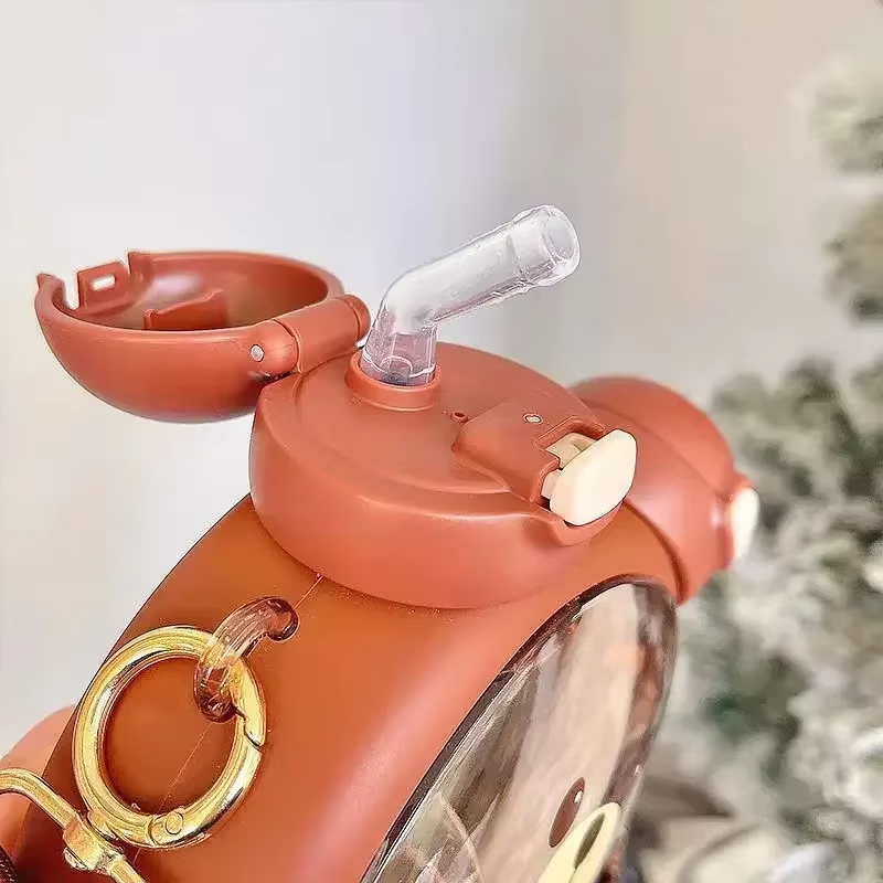 Botella Osito con Correa Doble Pico MARRON